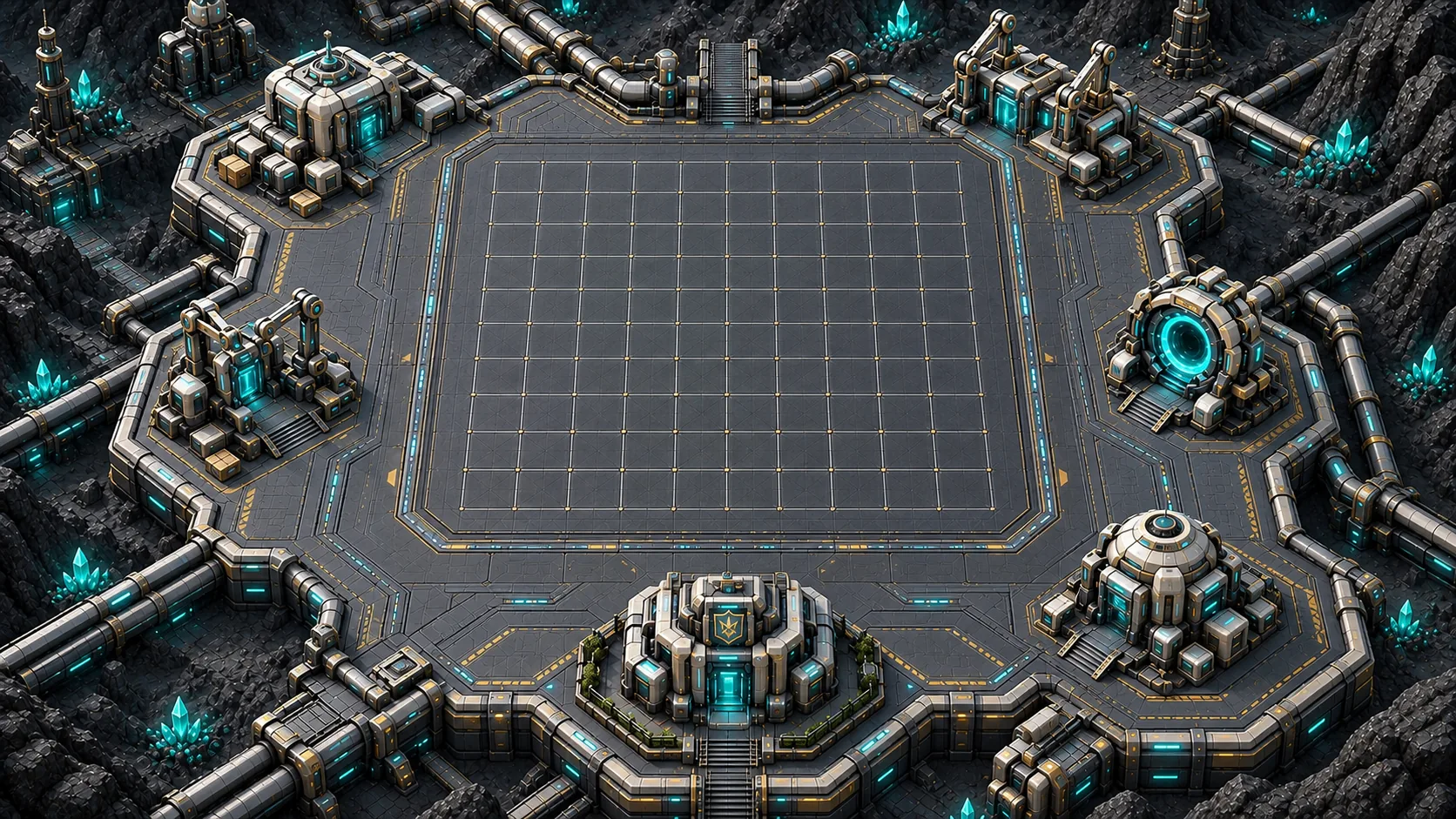Mining plots arranged across an industrial platform